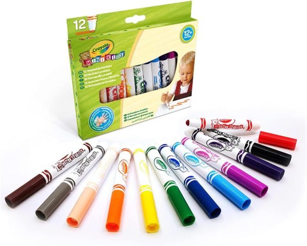 12 Mini Kids Washable Marker Pens - Image 2