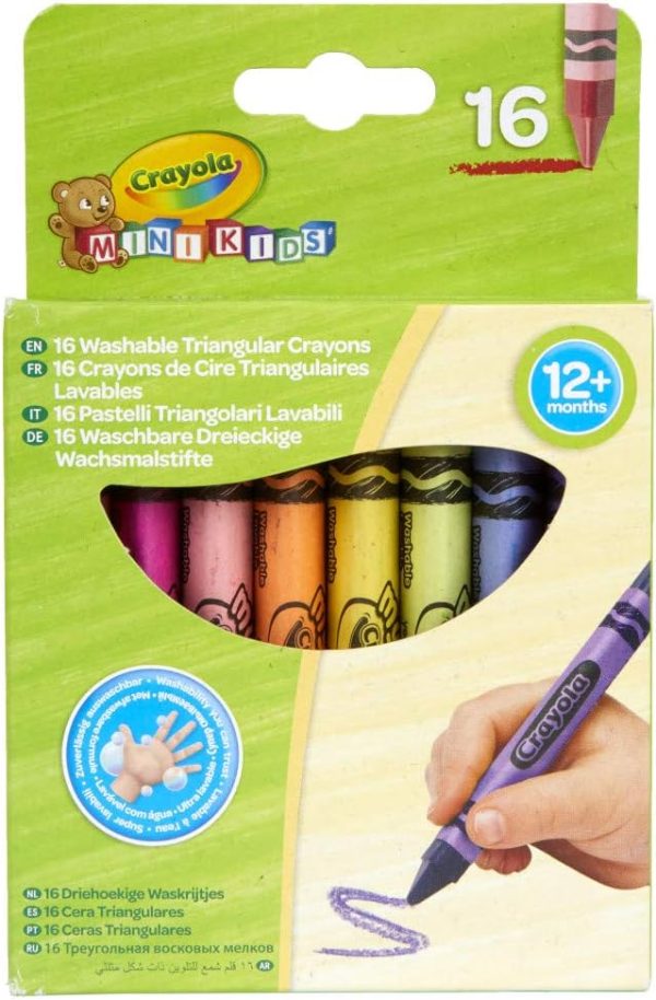 16 Mini Kids Washable Triangular Crayons