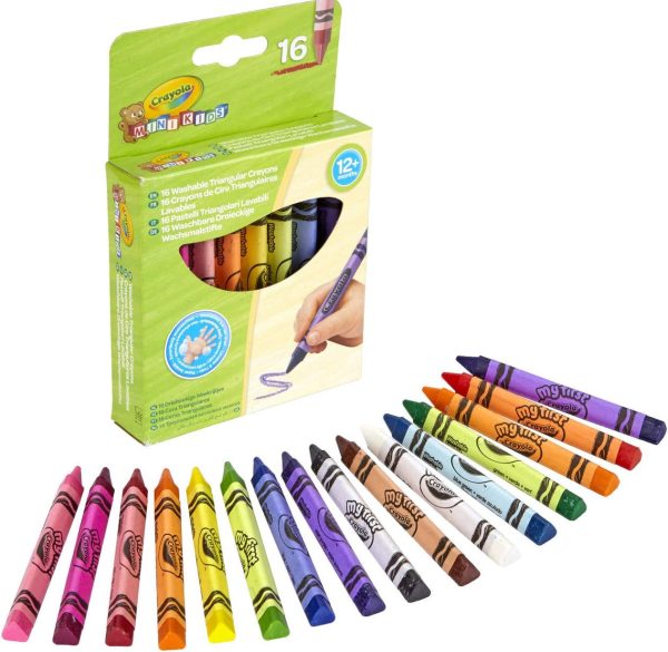 16 Mini Kids Washable Triangular Crayons - Image 3